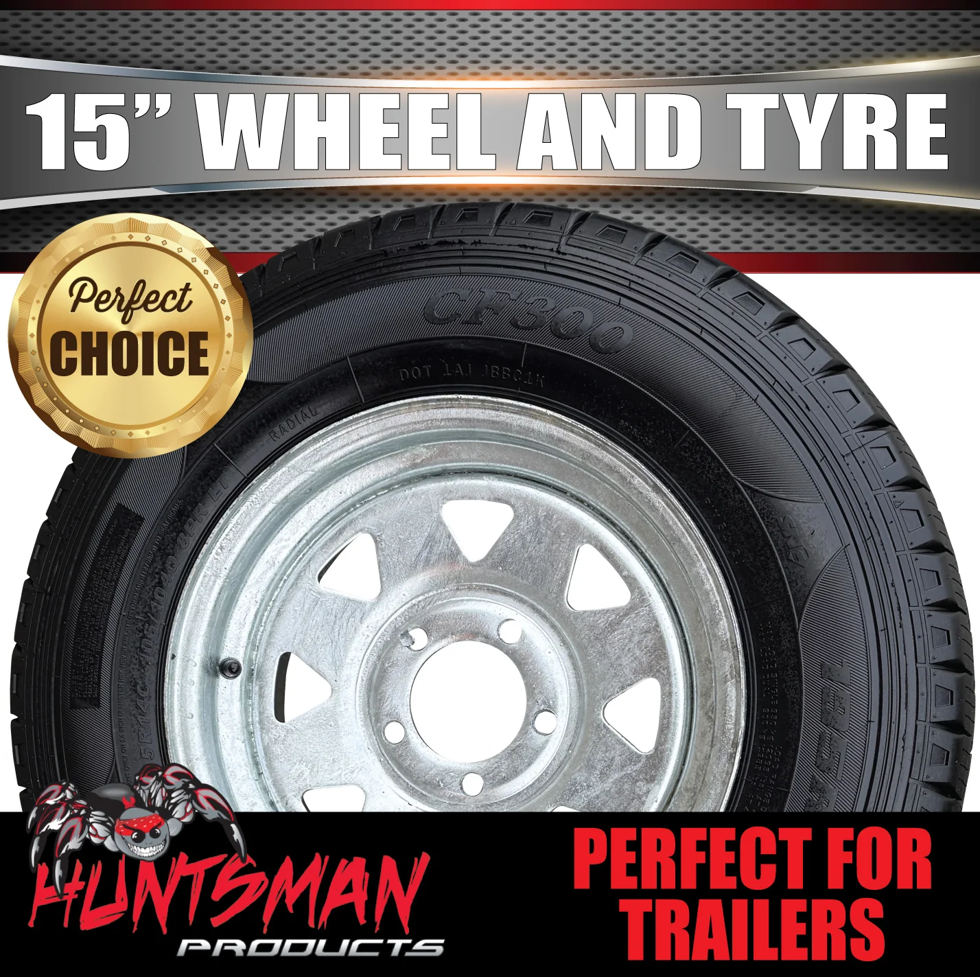 15" Galvanised Marine Ford Pattern Steel Trailer Wheel Rim & 225/70R15C Tyre. 225 70 15 - Image 3
