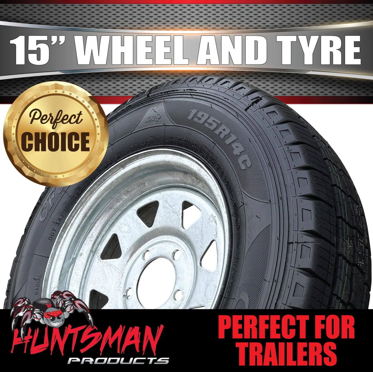 15" Galvanised Marine Ford Pattern Steel Trailer Wheel Rim & 225/70R15C Tyre. 225 70 15 - Image 4
