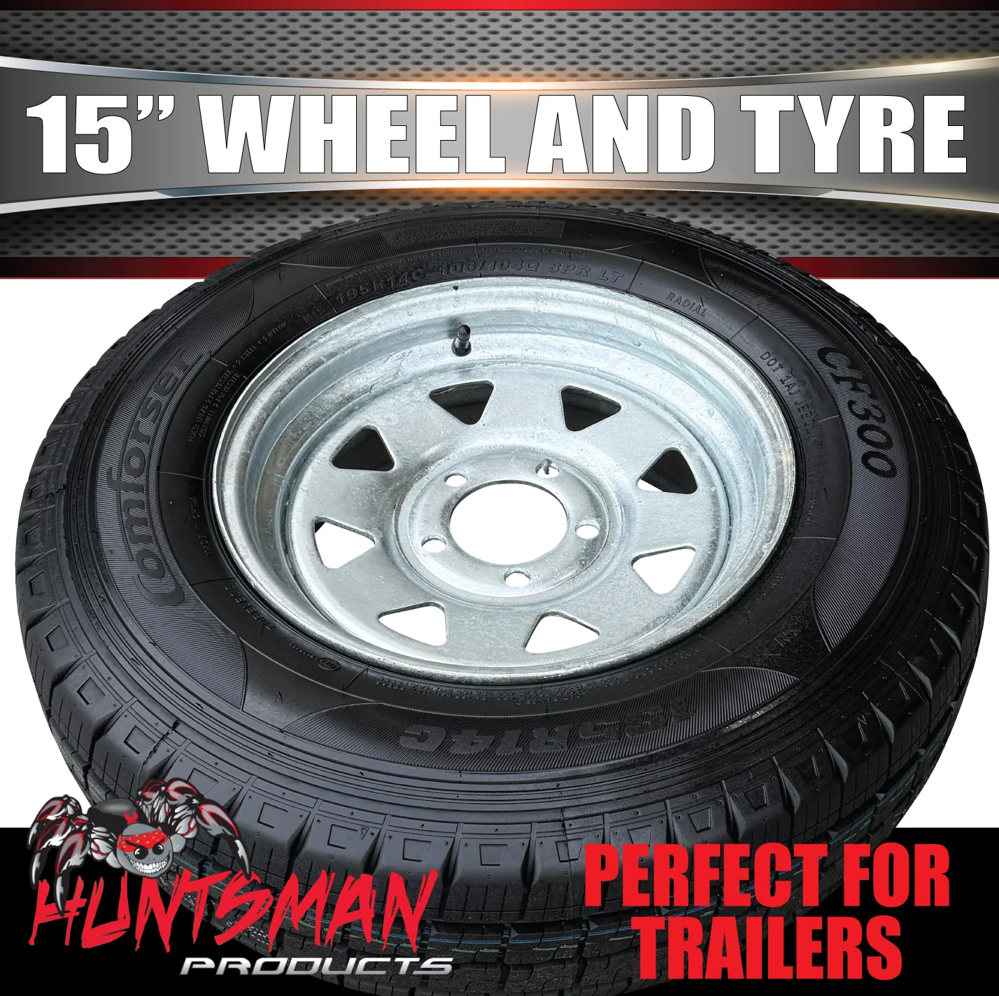 15" Galvanised Marine Ford Pattern Steel Trailer Wheel Rim & 225/70R15C Tyre. 225 70 15 - Image 5