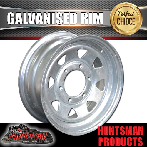15x6 Galvanised 6 Stud Landcruiser Pattern Sunraysia Boat Trailer Steel Wheel Rim. 6/139.7 PCD - Image 4