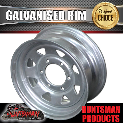 15x6 Galvanised 6 Stud Landcruiser Pattern Sunraysia Boat Trailer Steel Wheel Rim. 6/139.7 PCD - Image 6