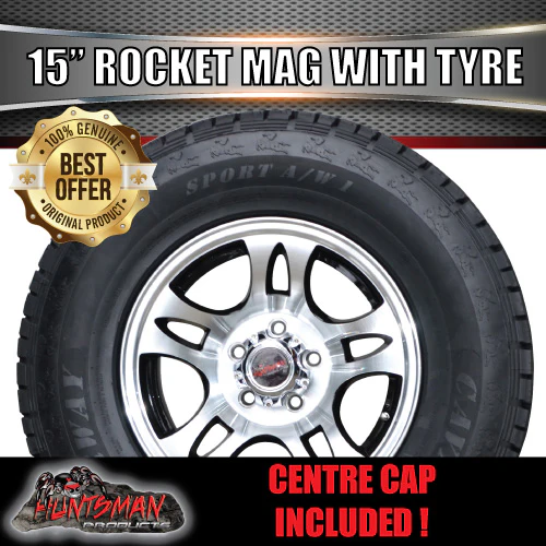 15" Trailer Caravan Rocket Alloy Rim & 235/75R15 LT Tyre Suits Ford Pattern. 235 75 15 - Image 3