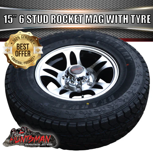 15" 6 Stud Trailer Caravan Rocket Alloy Wheel & 235/75R15 LT 10 ply Tyre. 235 75 15 - Image 3