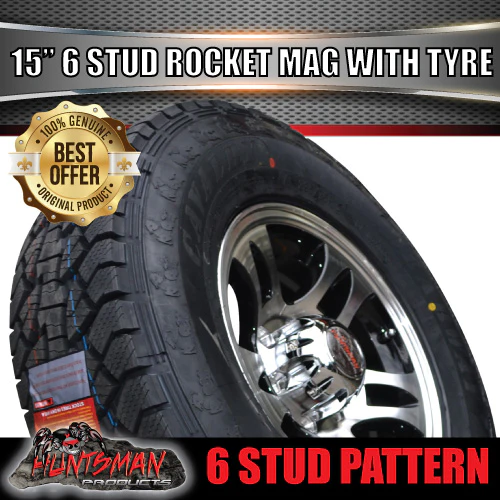 15" 6 Stud Trailer Caravan Rocket Alloy Wheel & 235/75R15 LT 10 ply Tyre. 235 75 15 - Image 4