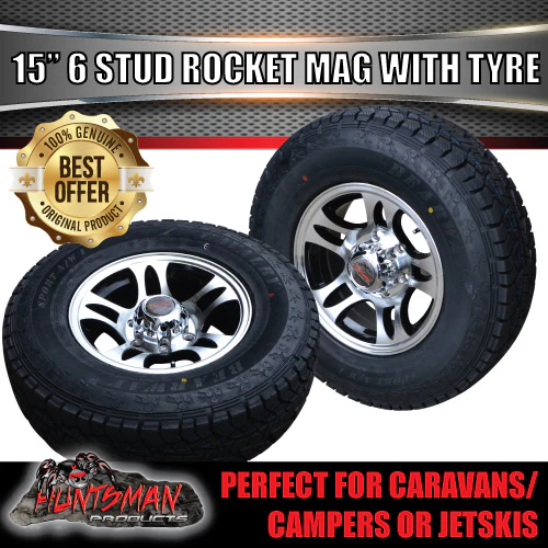 15" 6 Stud Trailer Caravan Rocket Alloy Wheel & 235/75R15 LT 10 ply Tyre. 235 75 15 - Image 5