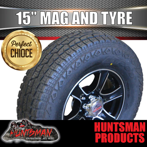 15" Trailer Caravan 6 Stud Stealth Alloy Mag Rim & 235/75R15 LT 10 Ply Tyre.  1250Kg Load. 235 75 15 - Image 3