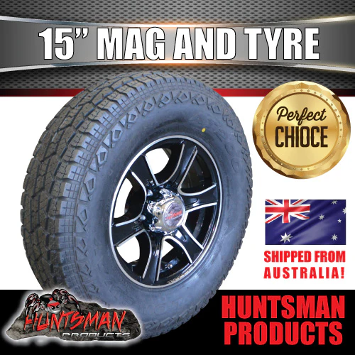 15" Trailer Caravan 6 Stud Stealth Alloy Mag Rim & 235/75R15 LT 10 Ply Tyre.  1250Kg Load. 235 75 15 - Image 5