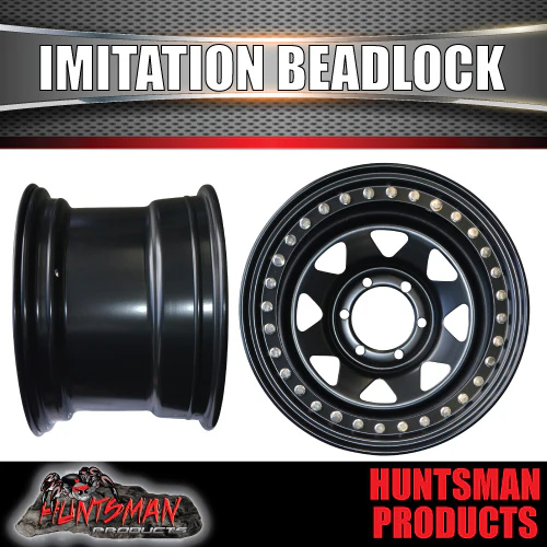 15X10 6/139.7 PCD -44 Offset Steel Imitation Beadlock Rim Stainless Bolt 8 spoke.  Fits Landcruiser, Patrol etc - Image 3
