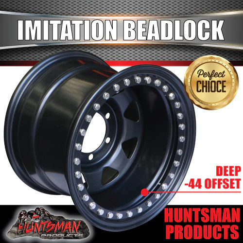 15X10 6/139.7 PCD -44 Offset Steel Imitation Beadlock Rim Stainless Bolt 8 spoke.  Fits Landcruiser, Patrol etc - Image 4
