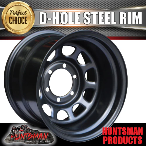 15x10 6 Stud Black Thunder D Hole Steel Wheel Rim -44 Offset. 6/139.7 PCD.  .Fits Landcruiser, Patrol etc - Image 4
