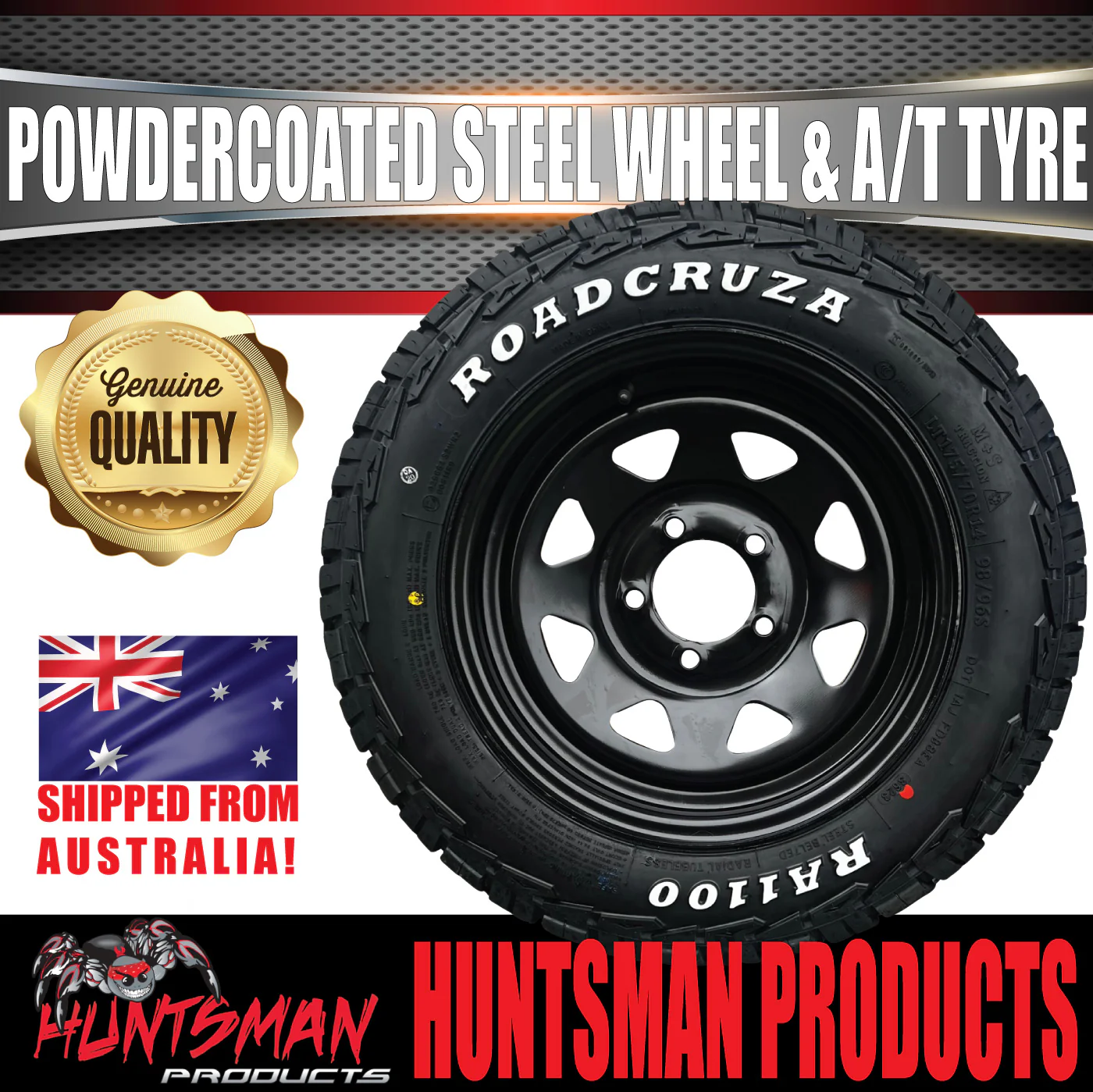 15x6 & 195R15C RA1100 Ford Stud Black Trailer Caravan Wheel Rim & All Terrain Tyre - Image 5