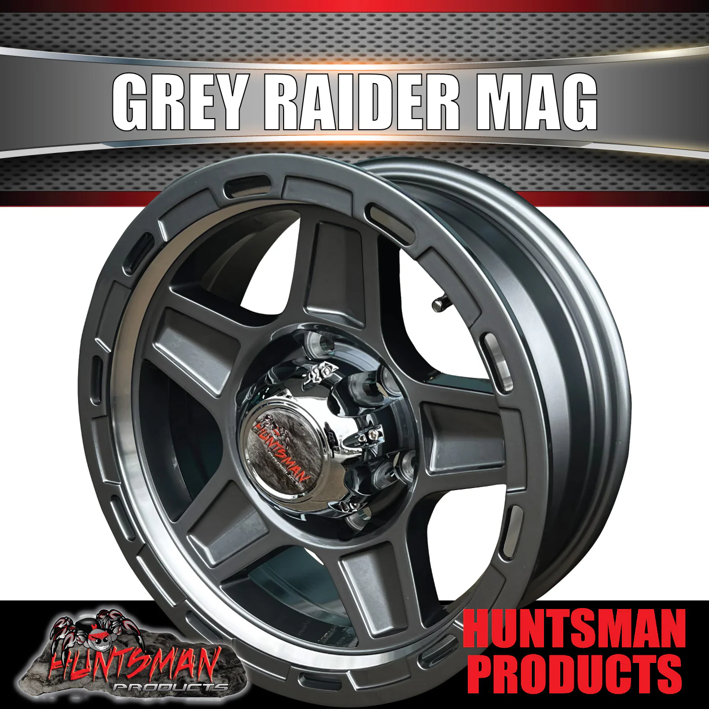 15x6 6 Stud 6/139.7 Raider Gunmetal Alloy Mag Wheel Rim Caravan Boat Trailer - Image 3