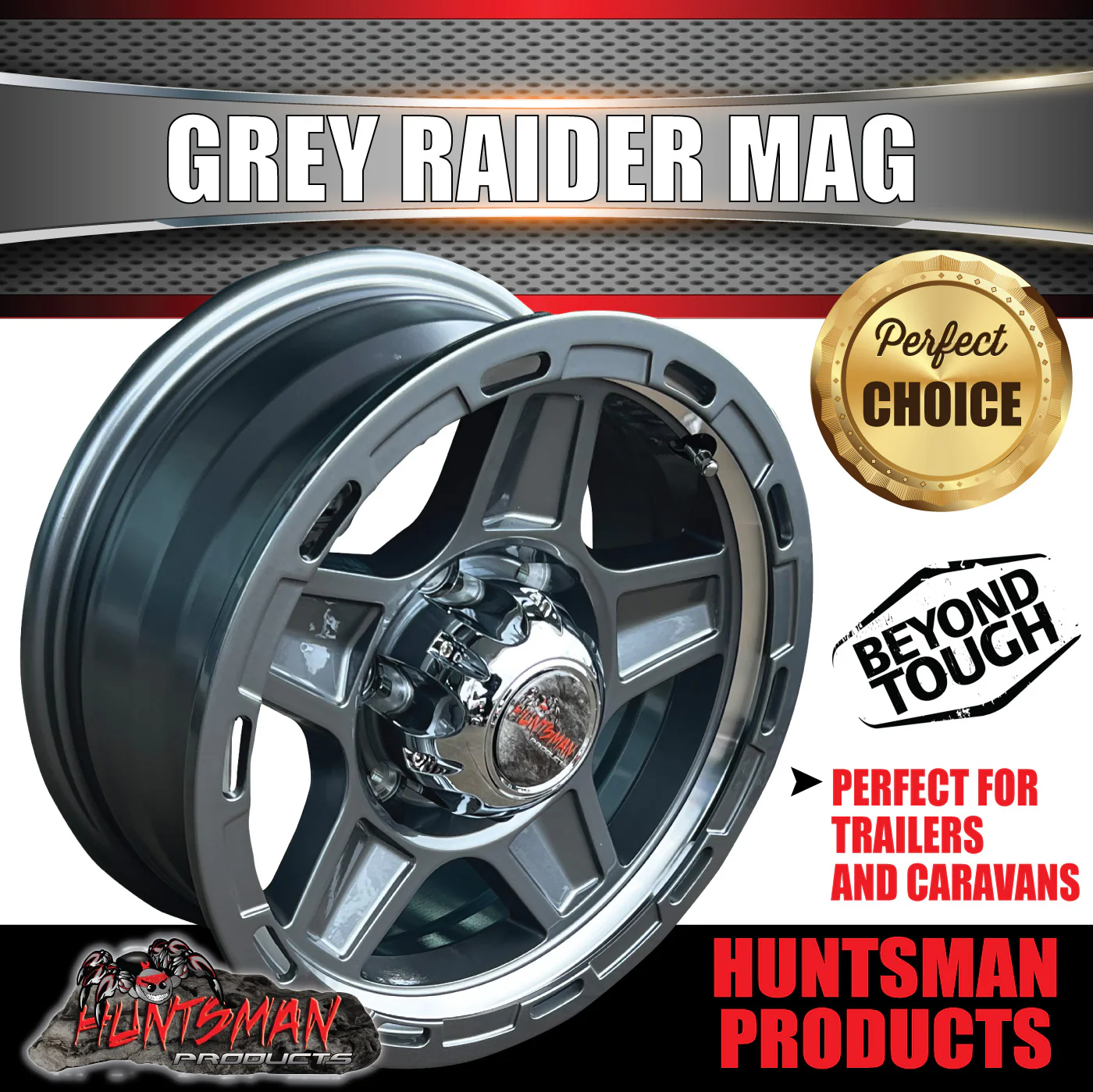 15x6 6 Stud 6/139.7 Raider Gunmetal Alloy Mag Wheel Rim Caravan Boat Trailer - Image 6