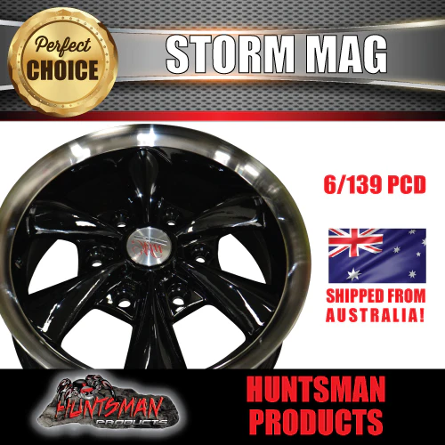 15x6 6 Stud 6/139.7 Storm +35 Alloy Mag Wheel For Caravan Camper - Image 3