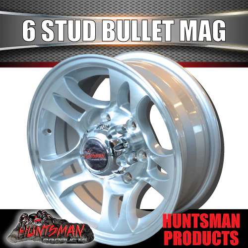 15x6 Caravan Trailer 6 Stud Landcruiser Pattern Bullet Alloy Mag Wheel Rim. 6/139.7 PCD - Image 3
