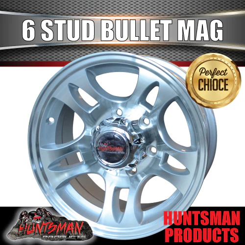 15x6 Caravan Trailer 6 Stud Landcruiser Pattern Bullet Alloy Mag Wheel Rim. 6/139.7 PCD - Image 5