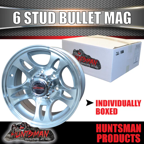 15x6 Caravan Trailer 6 Stud Landcruiser Pattern Bullet Alloy Mag Wheel Rim. 6/139.7 PCD - Image 6