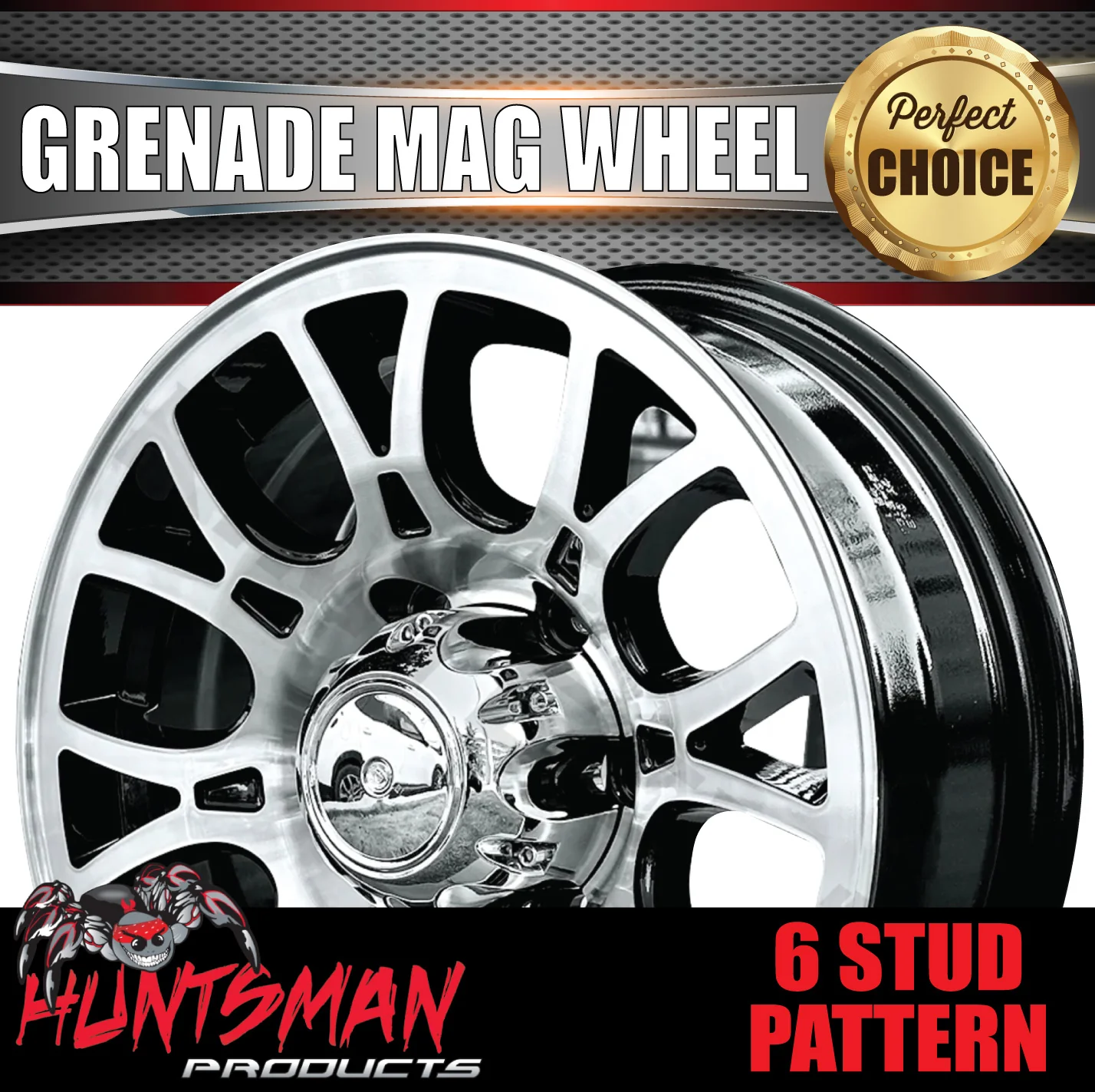 15x6 Grenade 6 Stud Trailer Caravan Alloy Mag Wheel. 1280Kg Rated - Image 5