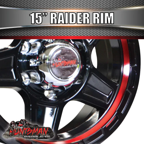 15X6 6 Stud Red Ring Raider Alloy Mag Wheel Caravan Trailer Boat Jetski 6/139.7 PCD - Image 4