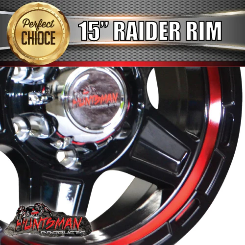 15X6 6 Stud Red Ring Raider Alloy Mag Wheel Caravan Trailer Boat Jetski 6/139.7 PCD - Image 5