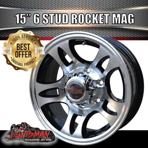 15x6 Trailer Caravan 6 Stud Rocket Alloy Mag Wheel. - Image 3