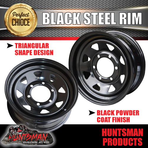 15x6 Trailer Caravan Black 6 Stud L/C Sunraysia Steel Wheel Rim 6/139.7 PCD - Image 5