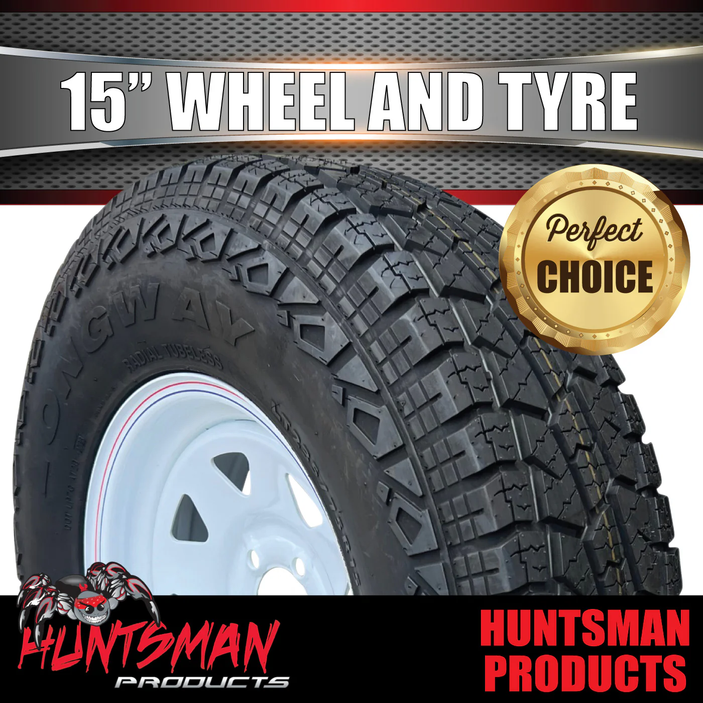 15X6 Ford 5 Stud White Caravan Trailer Wheel & 235/75R15 L/T 10PLY A/T Tyre - Image 3