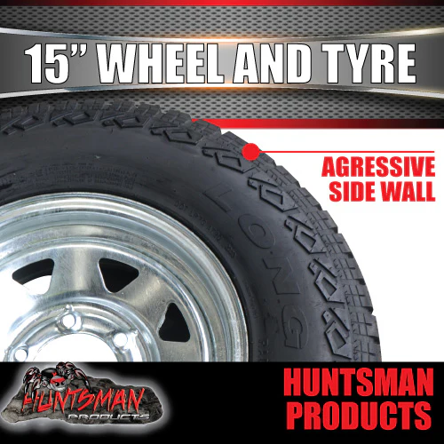 15x6 Galvanised 6 Stud Boat Trailer Steel Wheel Rim & 235/75R15 L/T 10 Ply Tyre - Image 3