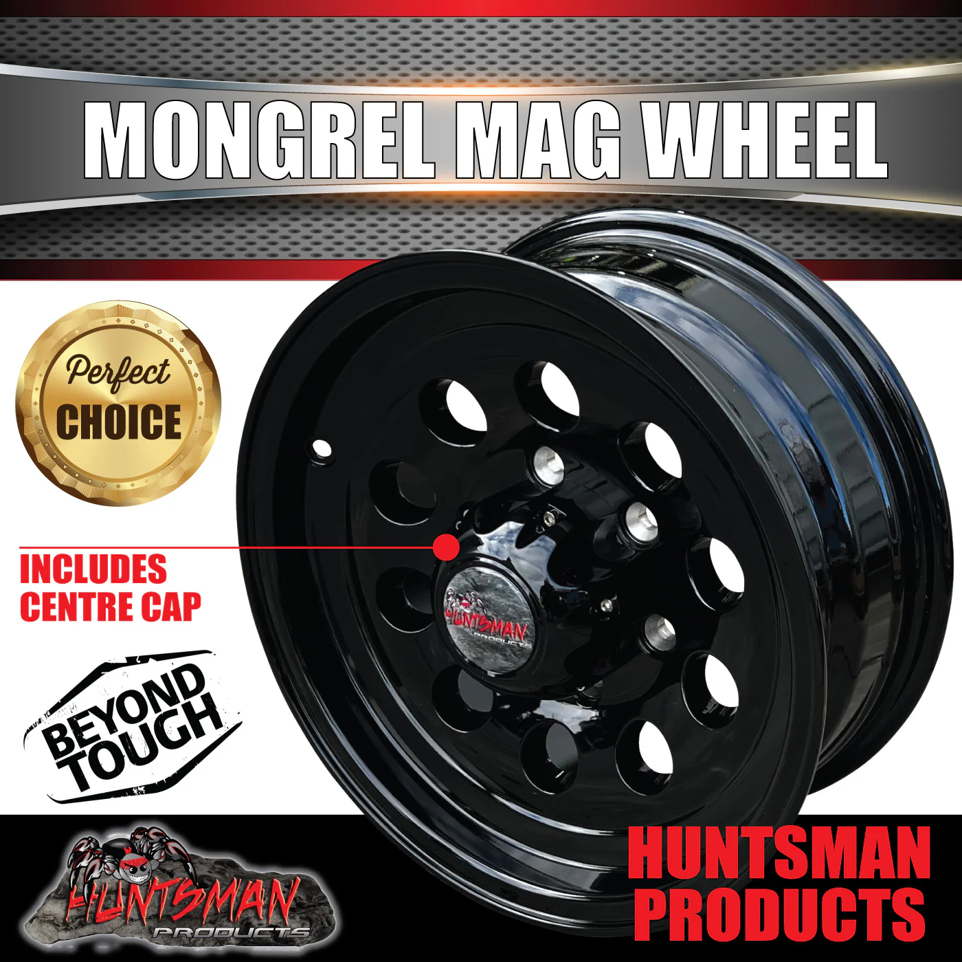 15x6 Trailer Caravan 6 Stud Baby Mongrel Alloy Mag Wheel. - Image 3
