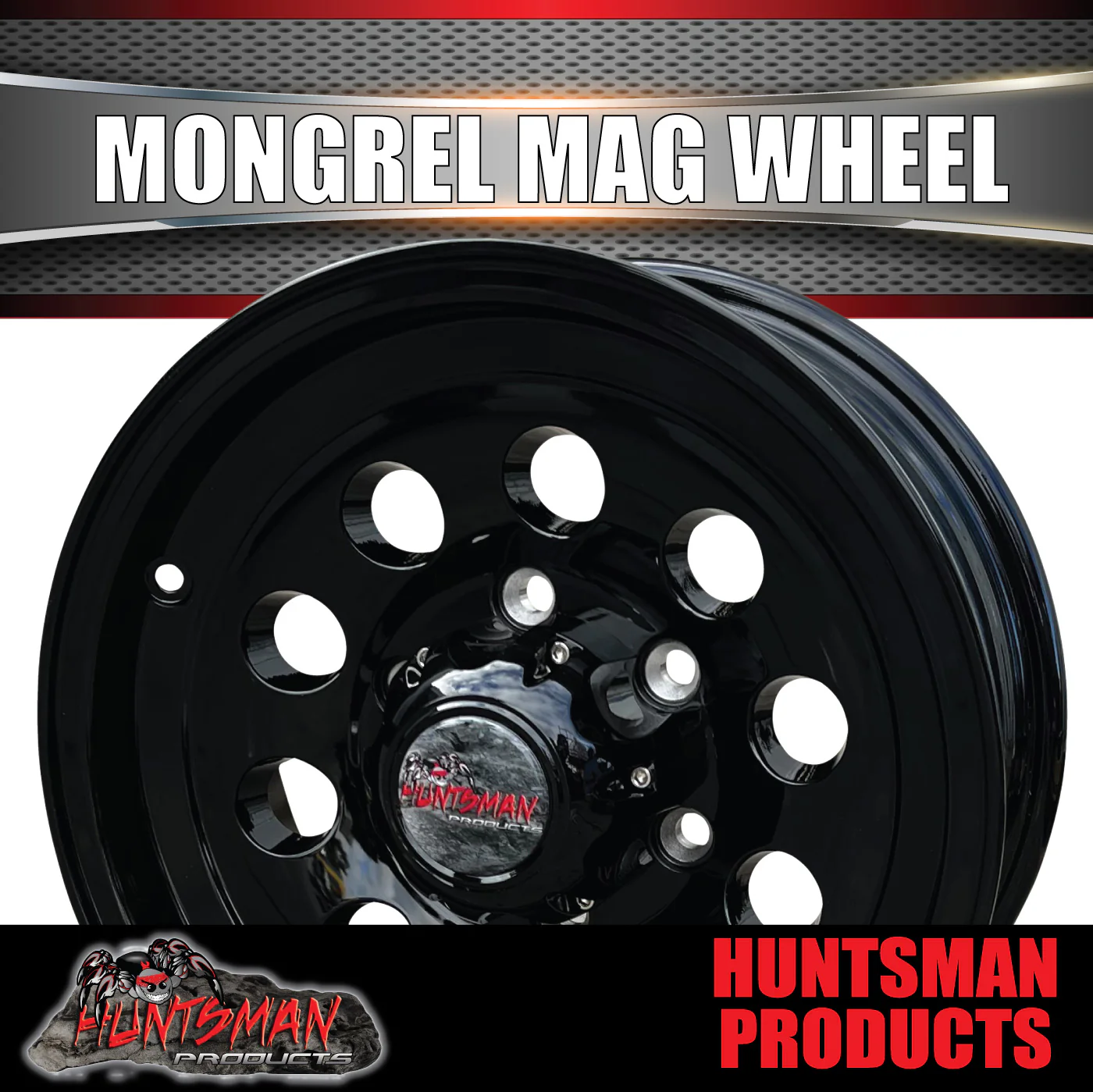 15x6 Trailer Caravan 6 Stud Baby Mongrel Alloy Mag Wheel. - Image 4