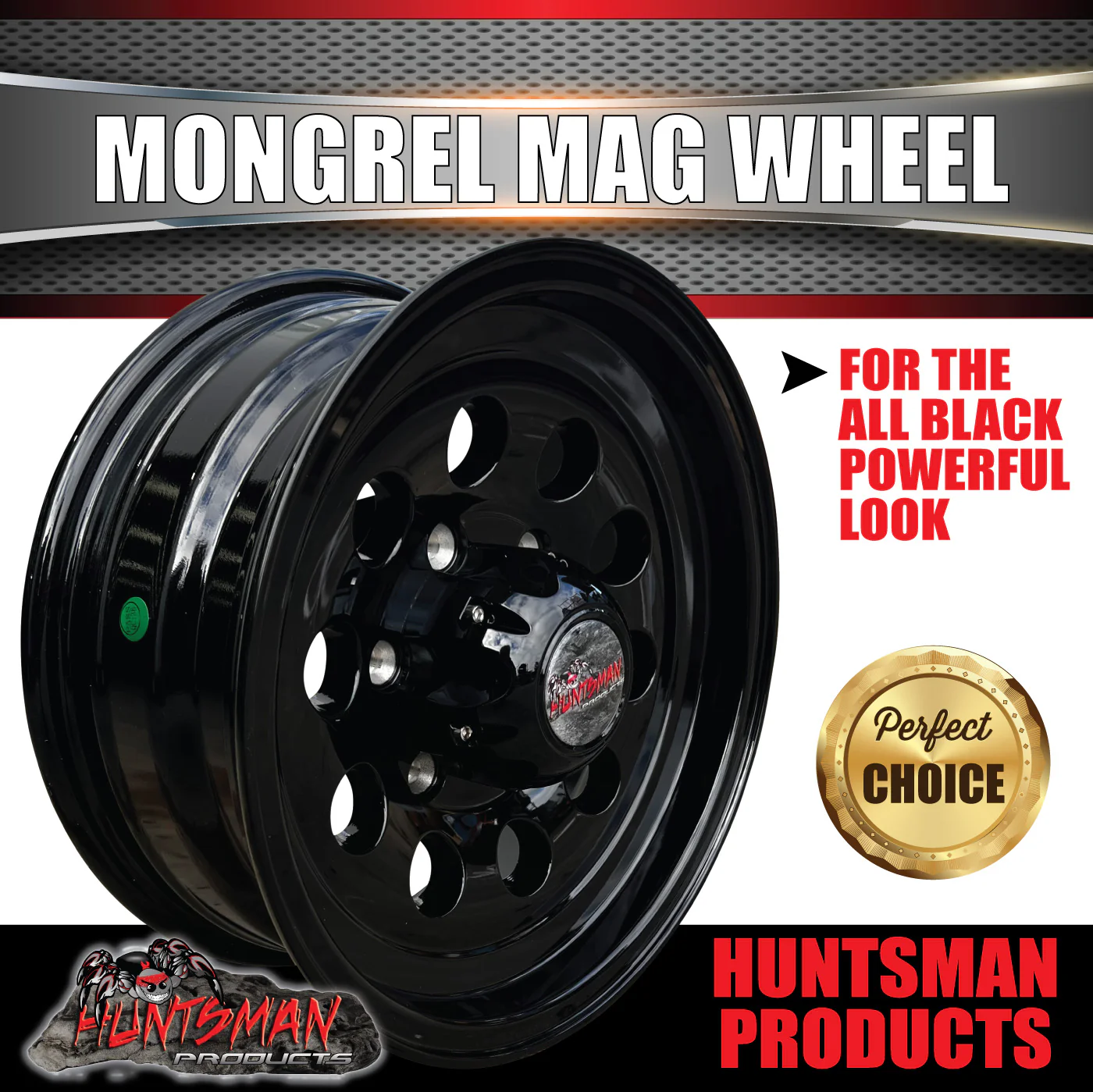 15x6 Trailer Caravan 6 Stud Baby Mongrel Alloy Mag Wheel. - Image 5