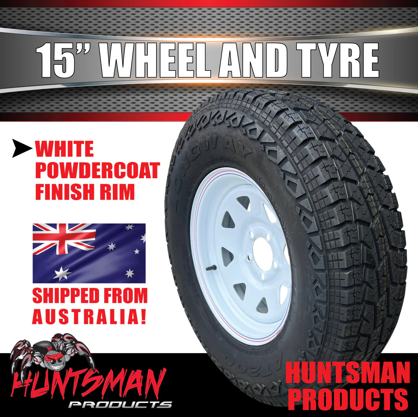 15X6 White Ford Caravan Trailer Off Steel Wheel Rim & 31x10.5R15 L/T 6 Ply Tyre 31" - Image 4