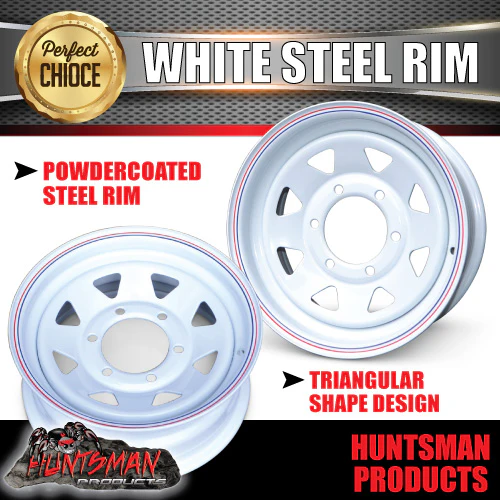 15x6 Trailer Caravan White 6 Stud Landcruiser Pattern Sunraysia Steel Wheel Rim 6/139.7 PCD - Image 7