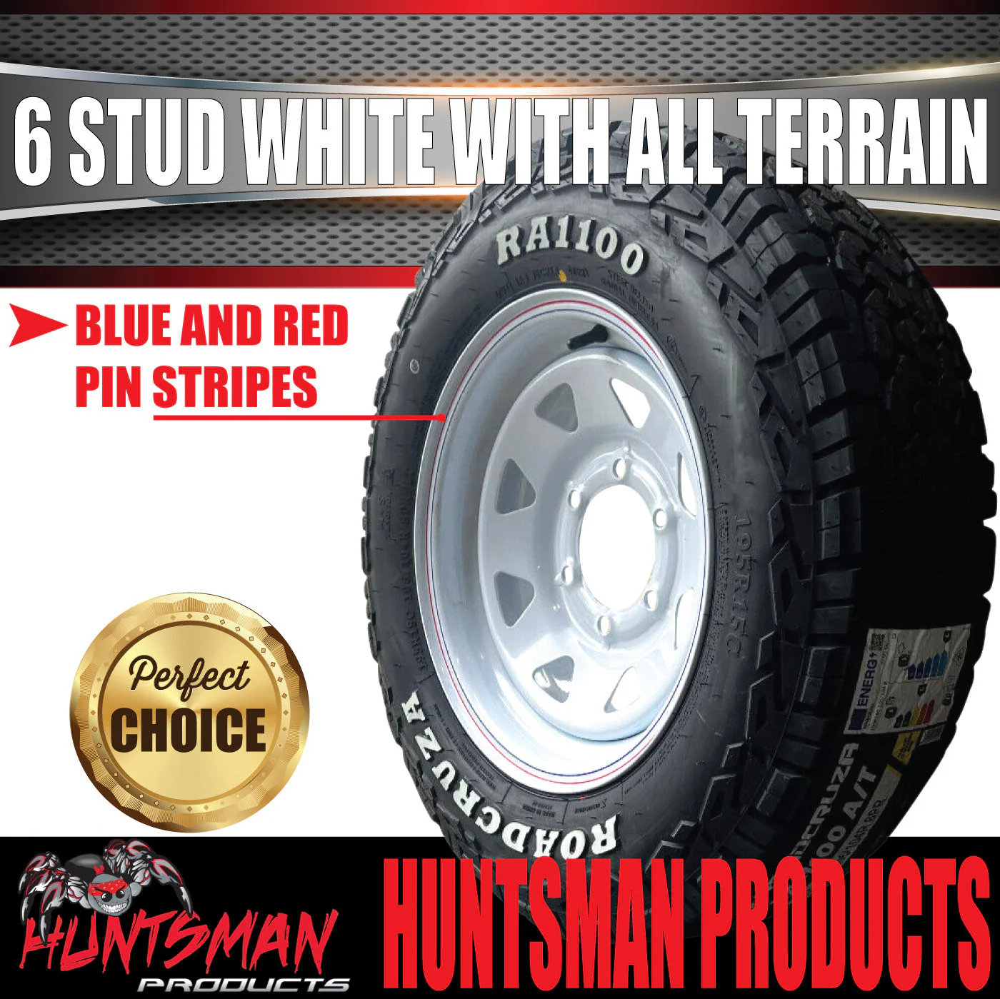 15x7 & 31x10.5R15 RA1100 6 Stud 6/139.7 PCD White Trailer Caravan Wheel & Tyre - Image 3