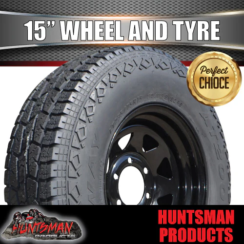 15X7 6 Stud Black Caravan Trailer Sunraysia Wheel Rim & 235/75R15 L/T 10ply Tyre - Image 3