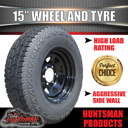 15X7 6 Stud Black Caravan Trailer Steel Wheel Rim & 31X10.5R15 L/T Tyre - Image 4
