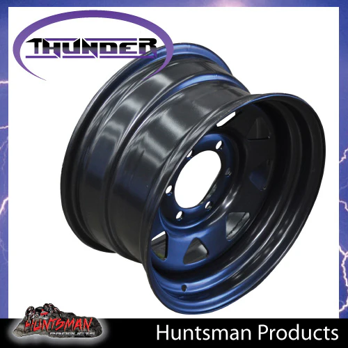 15x7 6 Stud Black Thunder Steel Wheel Rim. +10 Offset. 6/139.7 PCD Fit Ranger Navara Mazda etc - Image 4