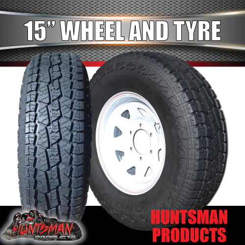 15X7 6 Stud White Caravan Trailer Sunraysia Wheel & 235/75R15 L/T 10Ply A/T Tyre - Image 3