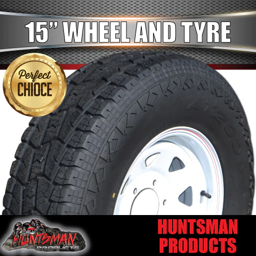 15X7 6 Stud White Caravan Trailer Sunraysia Wheel & 235/75R15 L/T 10Ply A/T Tyre - Image 4