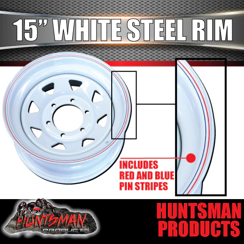 15x7 Trailer Caravan White 6 Stud 6/139.7 L/C Sunraysia Steel Wheel Rim -7 Offset - Image 4