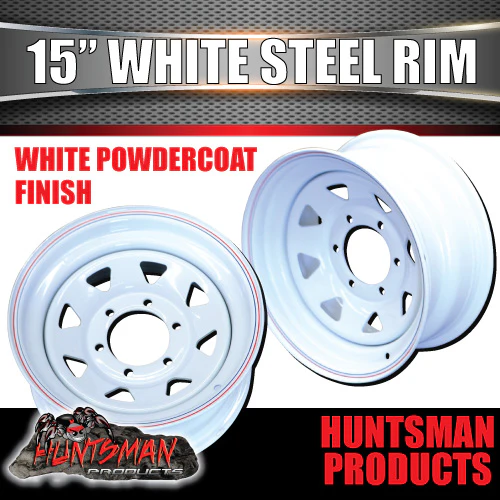 15x7 Trailer Caravan White 6 Stud 6/139.7 L/C Sunraysia Steel Wheel Rim -7 Offset - Image 5