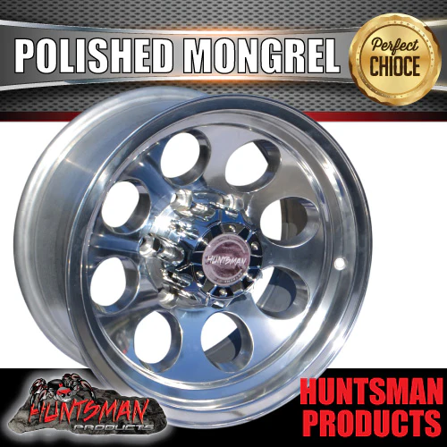 15X8 -22 Mongrel Alloy Rim 6/139.7 pcd. Polished finish. Fits Patrol, Landcruiser, Hilux, Triton, Rodeo ETC - Image 3