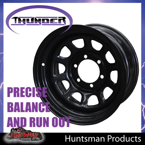 15x8 6 Stud Black Thunder D Hole Steel Wheel Rim -23 Offset. 6/139.7 PCD.  Fits Landcruiser, Patrol etc - Image 3