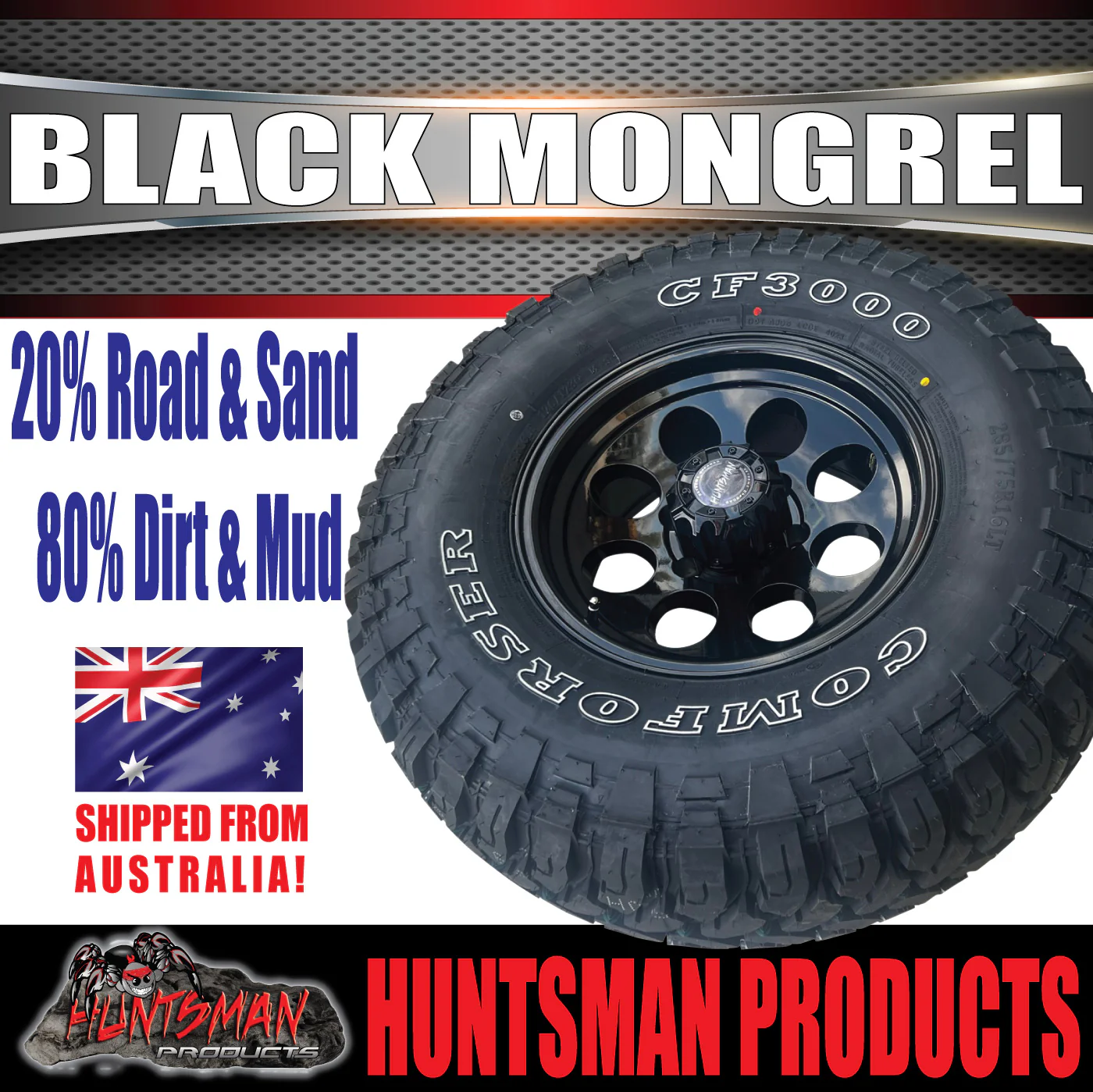 15x8 Black Mongrel Alloy Mag Wheel 6/139.7 PCD & 35x12.5R15 Comforser Mud Tyre 35 12.5 15 - Image 6