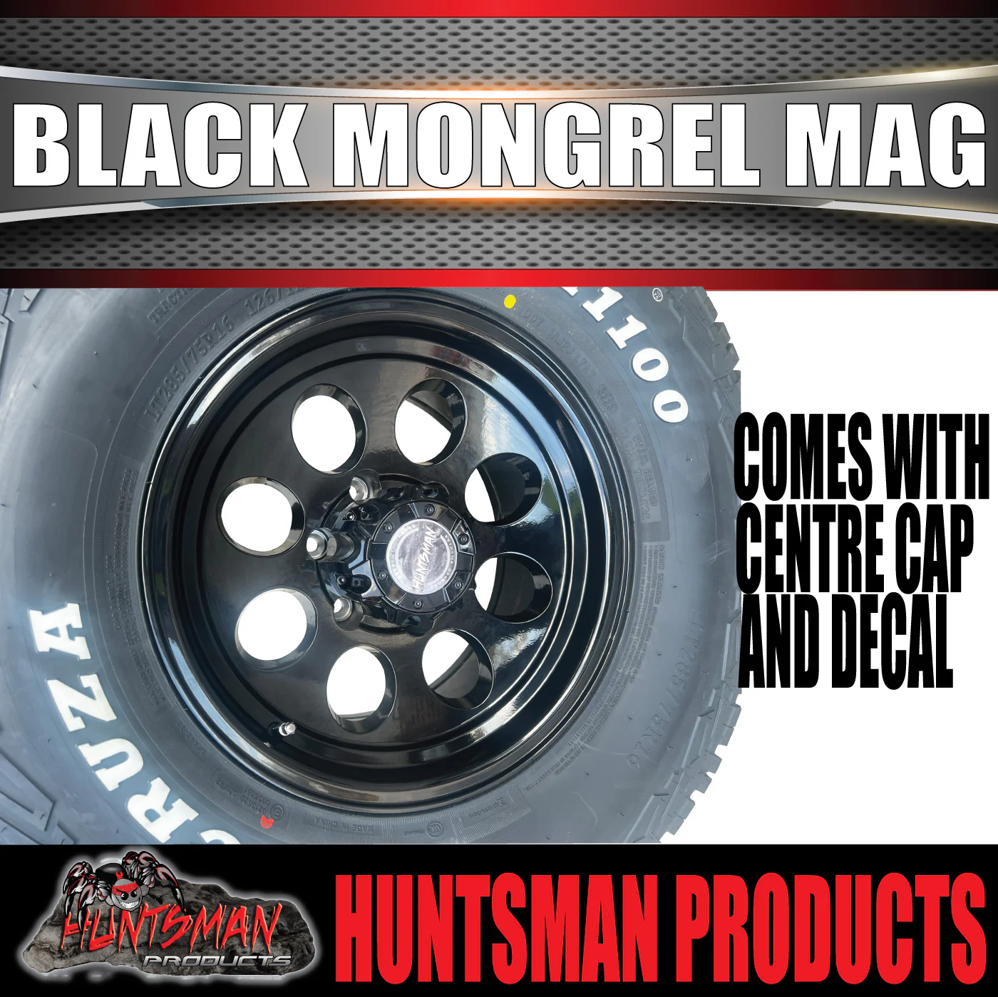 15x8 Black Mongrel Mag Wheel 6/139.7 PCD & 31X10.5R15 Roadcruza A/T Tyre 31 10.5 15 - Image 3