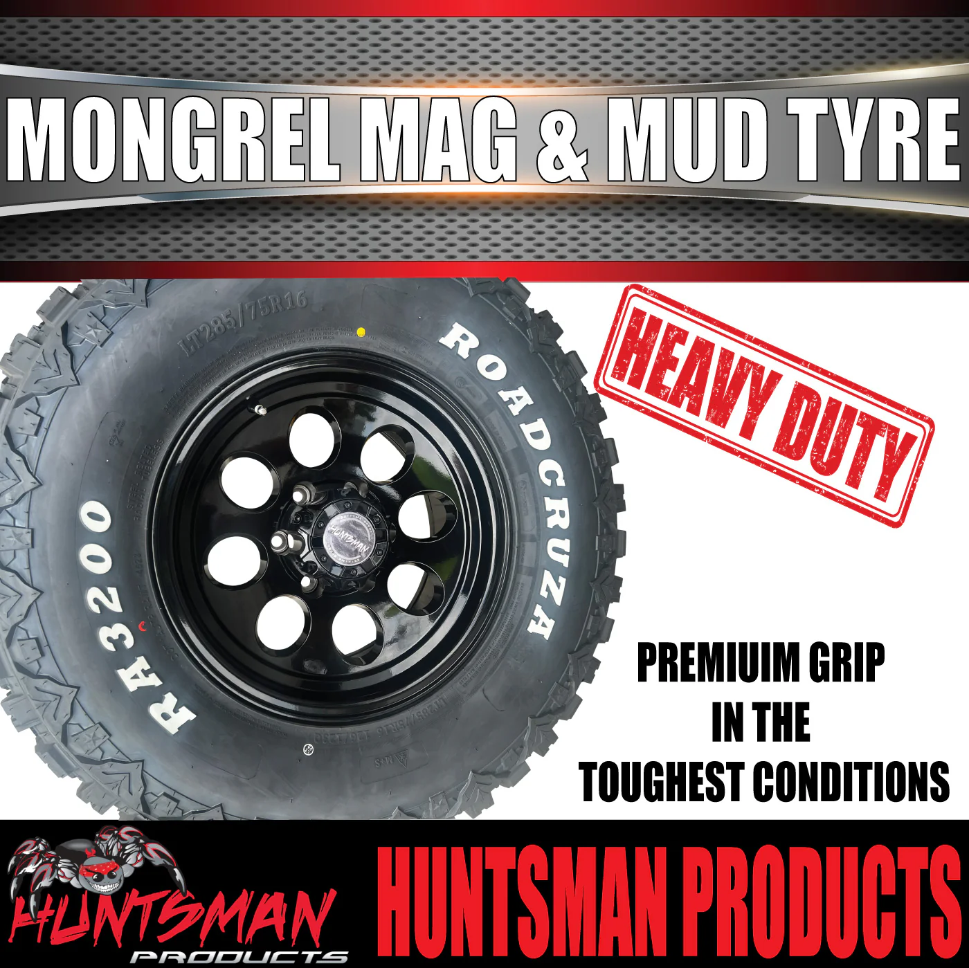 15x8 Black Mongrel Mag Wheel 6/139.7 PCD & 32X11.5R15 Roadcruza Mud Tyre 32 11.5 15 - Image 4