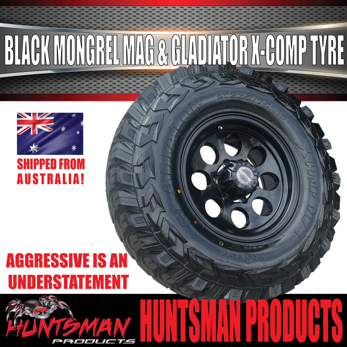 15x8 Black Mongrel Mag Wheel 6/139.7 PCD & 35X12.5R15 Gladiator X Comp Mud Tyre 35 12.5 15 - Image 4