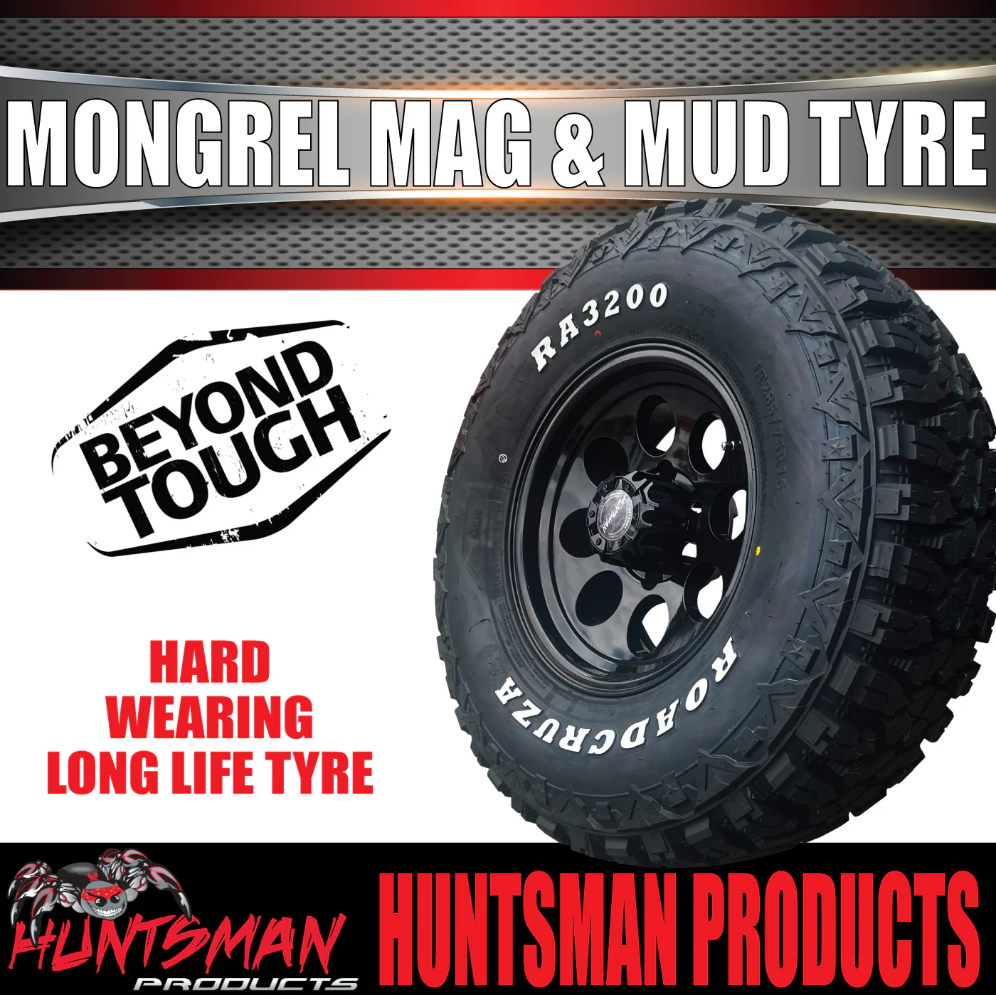 15x8 Black Mongrel Mag Wheel 6/139.7 PCD & 35X12.5R15 Roadcruza Mud Tyre 35 12.5 15 - Image 2