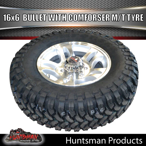 16" Trailer Caravan 6 Stud Bullet Mag & 245/75R16 L/T Comforser Mud Tyre. 245 75 16 - Image 3