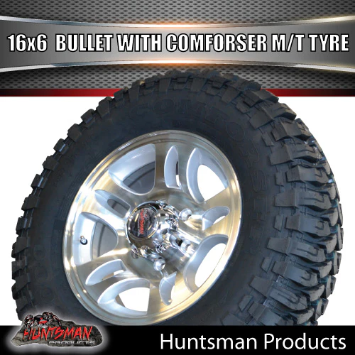 16" Trailer Caravan 6 Stud Bullet Mag & 245/75R16 L/T Comforser Mud Tyre. 245 75 16 - Image 4